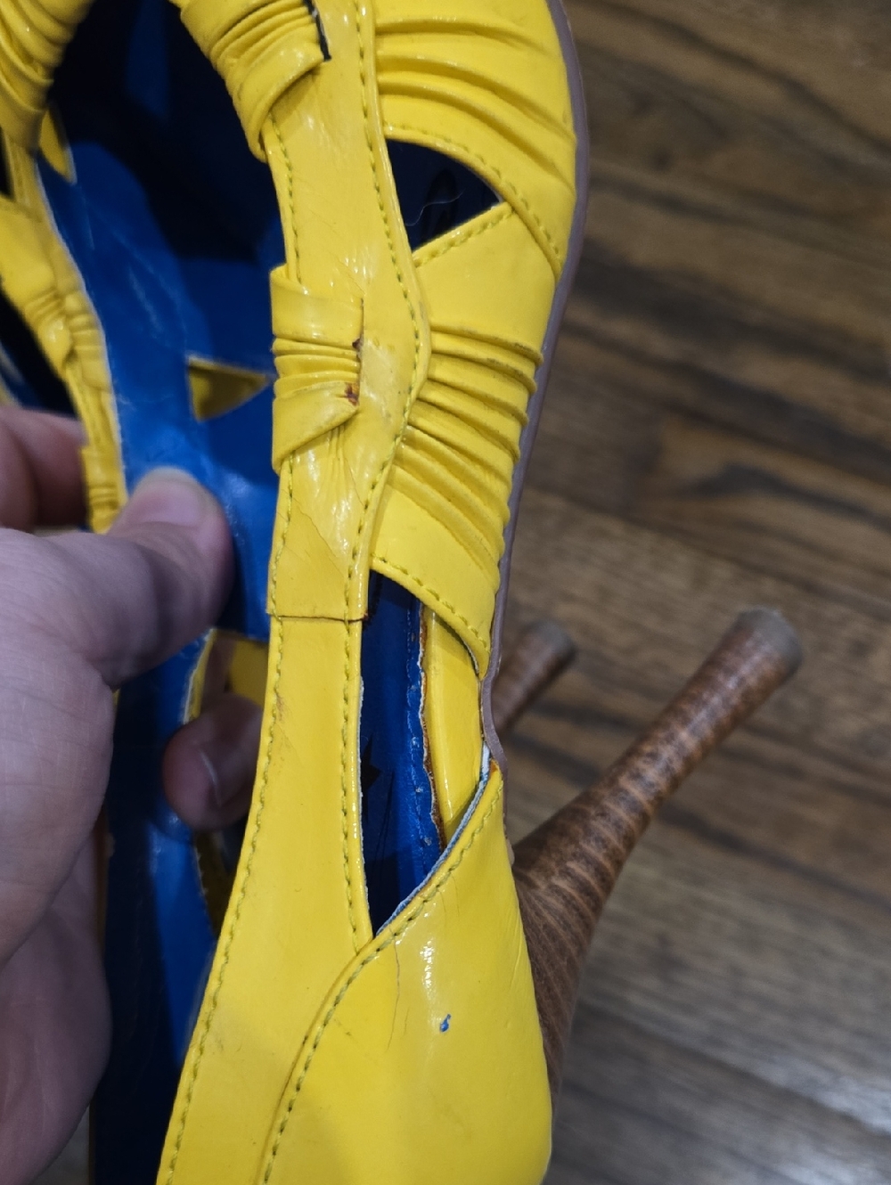 Naughty Monkey Y2K Yellow Ruched Round Toe Heels Size 7 - Picture 11 of 11
